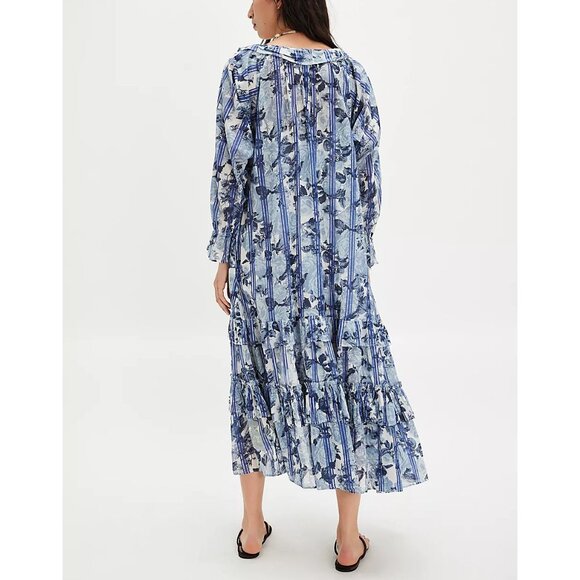 🆕 FREE PEOPLE Garden Wonders Maxi Dress / Blue Combo - Picture 6 of 10